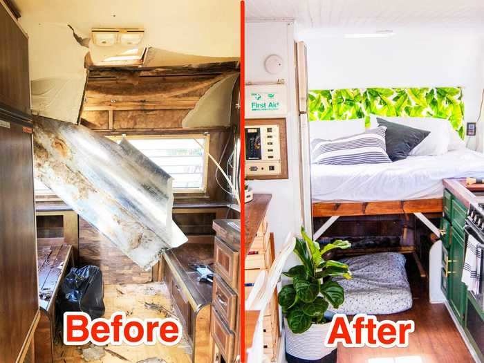 It took about a year for Contreras and their loved ones to transform Hottie from a run-down, water-damaged RV.