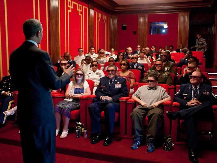 It also contains the family theater, where presidents and their families can see any movie they want at any time of the day - even before they come out in theaters.