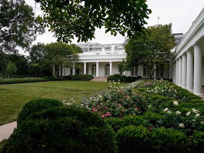 Right outside the Oval Office is the White House Rose Garden, which is used for special ceremonies and to greet distinguished guests.