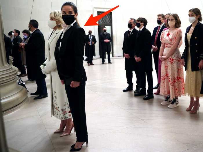 Ashley Biden changed into a tuxedo by Ralph Lauren, which is the same designer her dad wore for the inauguration.