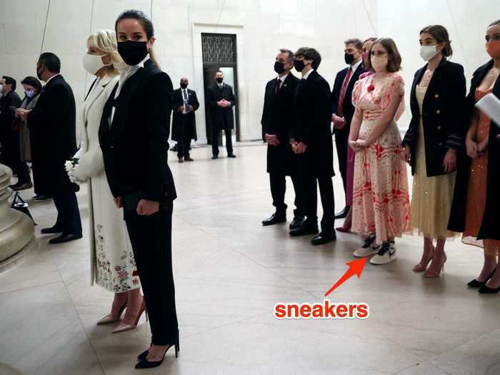 Maisy Biden wore another pair of Nike sneakers with a $1,575 Rodarte gown.