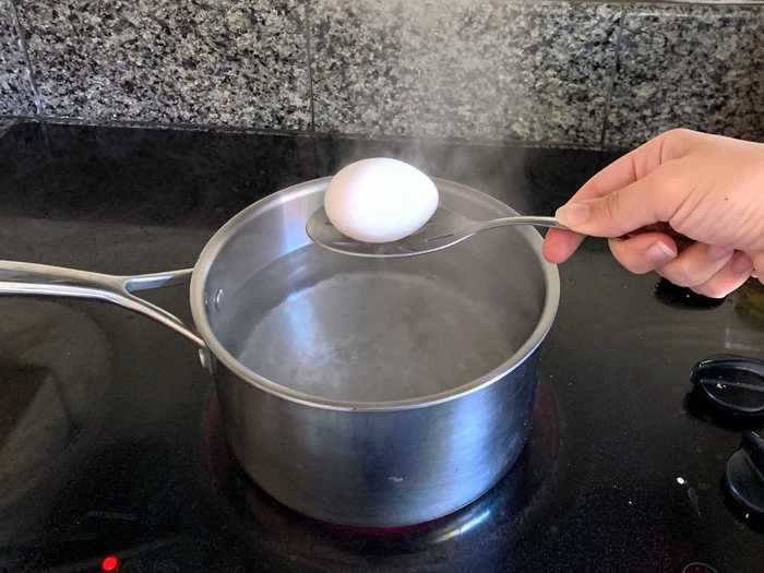 Then I had to get the eggs into the pan, which turned out to be just a little nerve-wracking.