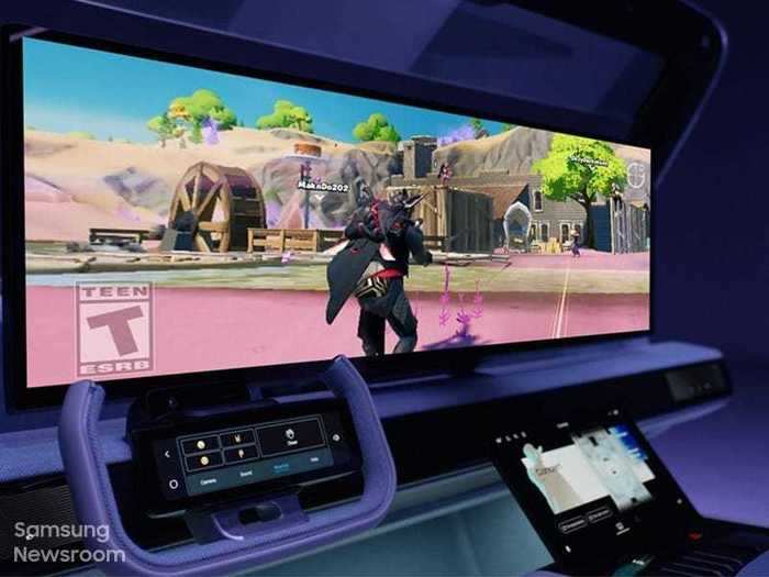 The cockpit can also turn into what Samsung calls a "mobile entertainment hub" akin to a living room. Passengers can game and watch online concerts and broadcasts inside the vehicle. Every headrest also comes with speakers.