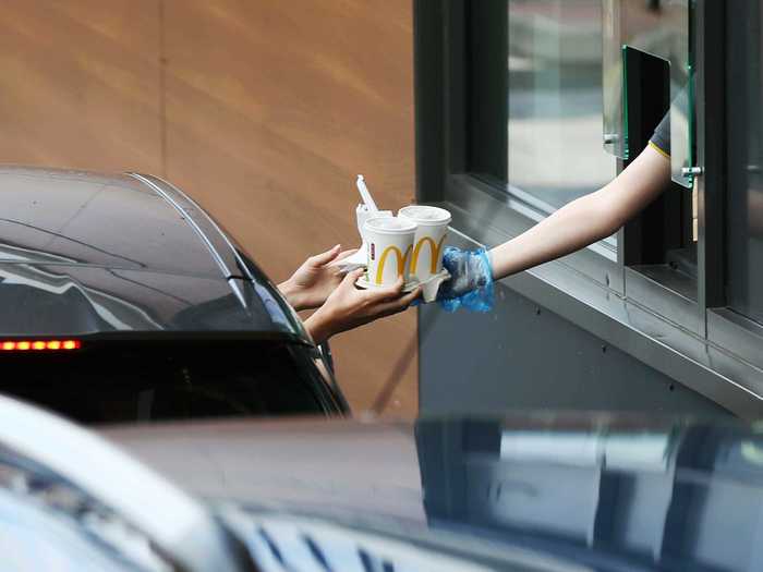 Plastic or glass barriers have now been installed at McDonald