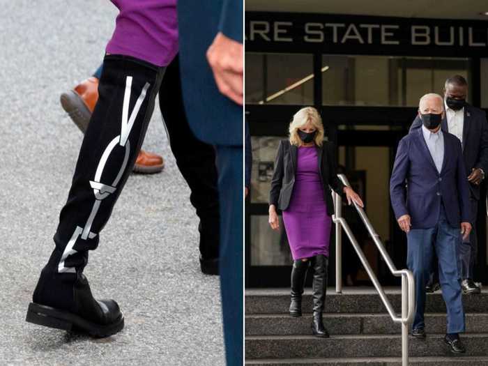 Jill Biden sent a clear message by wearing "Vote" shoes while she cast her ballot for the 2020 presidential election.