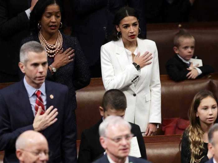 The same year, Democratic Rep. Alexandria Ocasio-Cortez was sworn in as the youngest congresswoman, and her outfit was a nod to those who broke barriers before her.