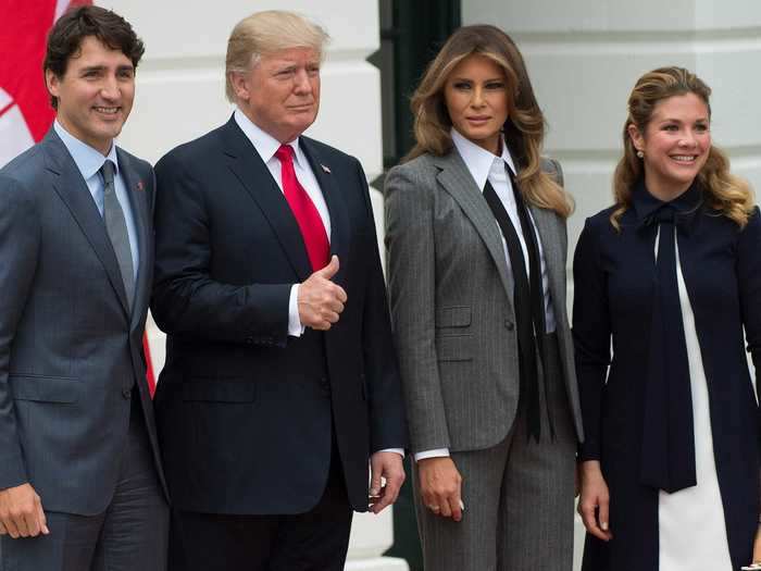 Melania Trump may have sent a message of meaning business when she wore a menswear-inspired suit in 2017.