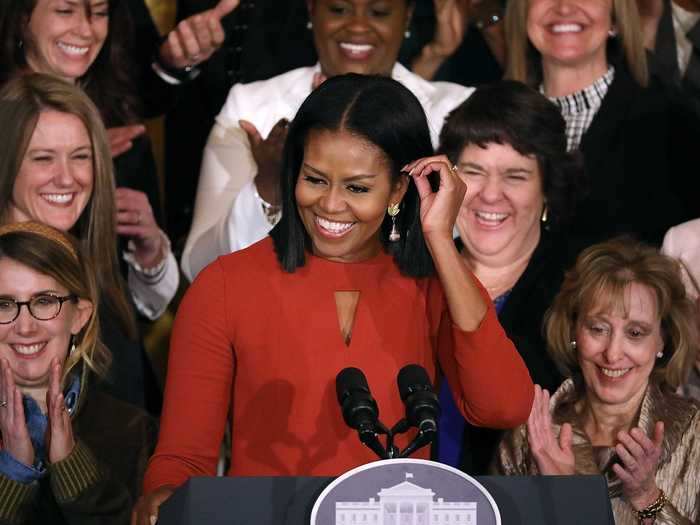 For her final speech as FLOTUS, Obama donned a red dress that some thought was a nod to the incoming Republican administration.