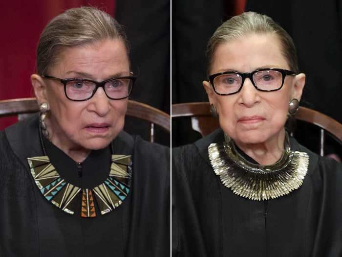 Supreme Court Justice Ruth Bader Ginsburg used different necklaces to represent her decisions in court.