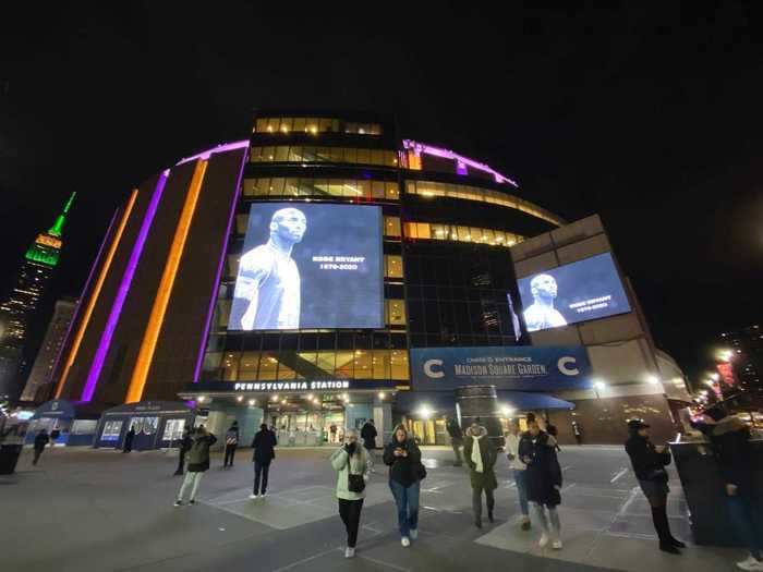 Madison Square Garden - the most famous arena in basketball - glowed purple and gold to honor Bryant.