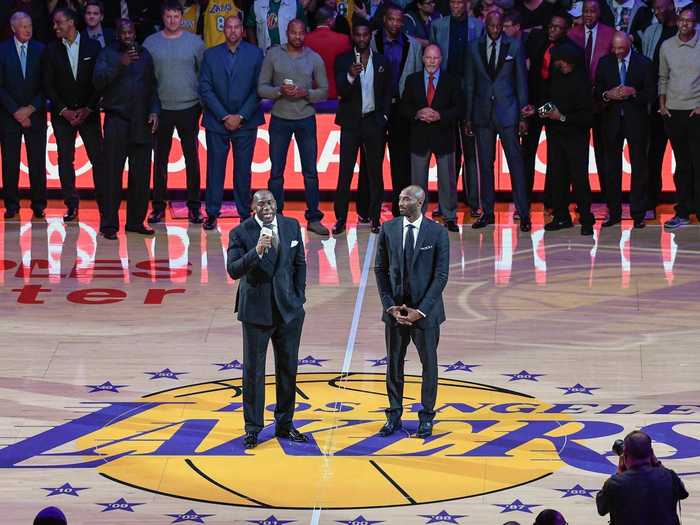 Lakers great Magic Johnson saluted both of Bryant