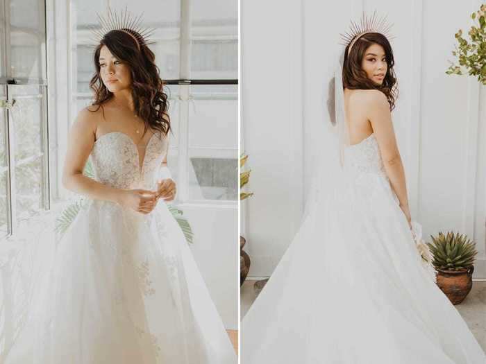 Stephanie spent around $2,000 on her wedding dress.