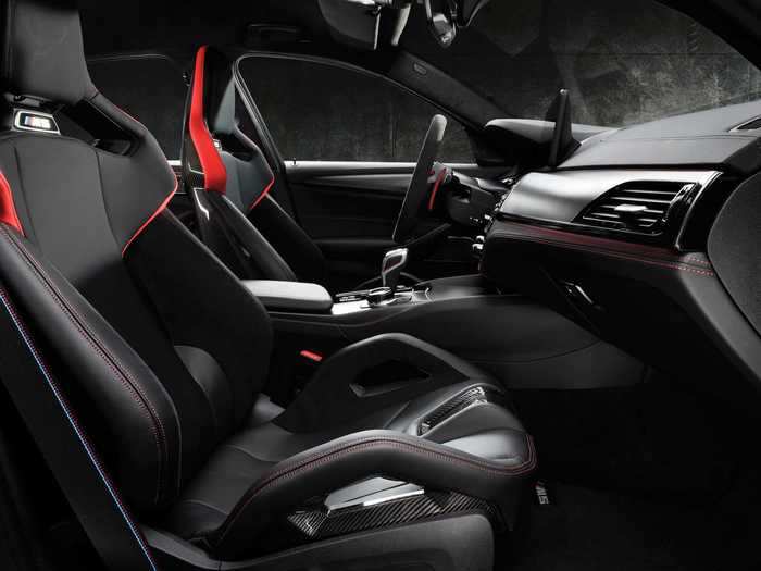 The aggressive bucket seats are lightweight.