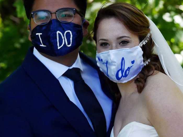 Face masks in all public settings, including weddings, are the norm.
