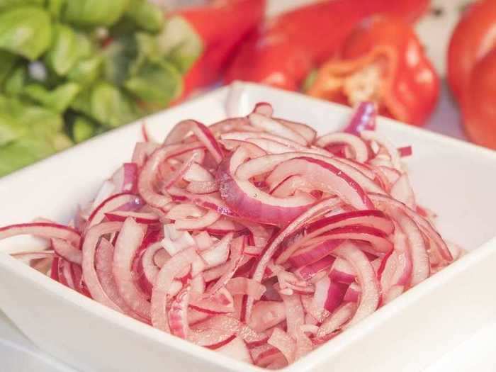 Pickled red onion adds a briny flavor to grilled cheese sandwiches and can be prepared in a matter of minutes.