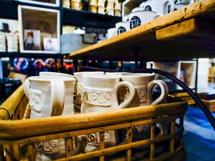 They sold a lot of Magnolia souvenirs, like these mugs.