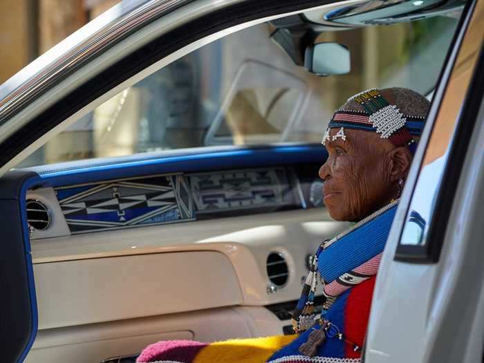 A South African artist Dr. Esther Mahlangu loaned her artistry to the Rolls-Royce Mahlangu Phantom.