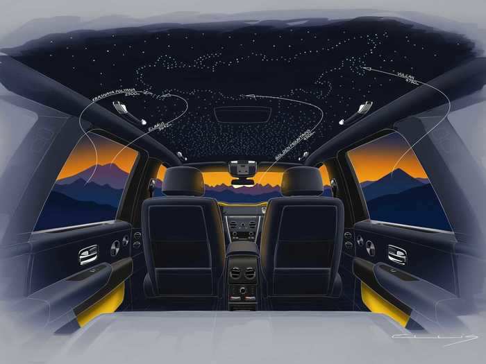 The inside of the Rolls-Royce Cullinan "Spirit of Russia" Collection has a map of Russia on its Starlight Headliner.