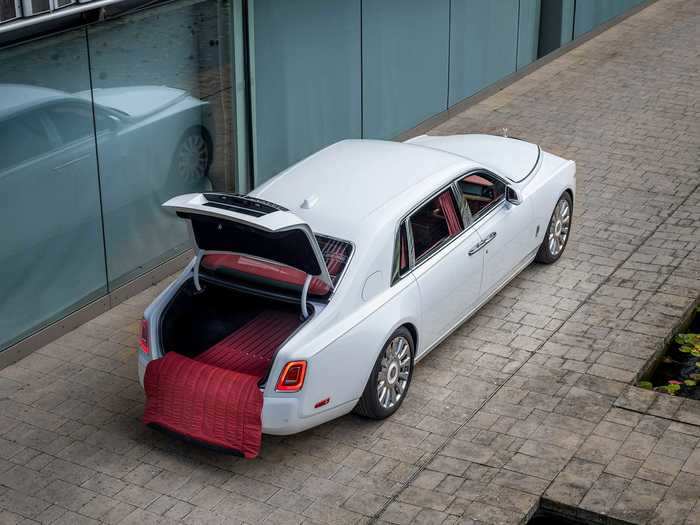 The Arctic White and Hotspur Red Phantom is completely red inside, including its trunk.