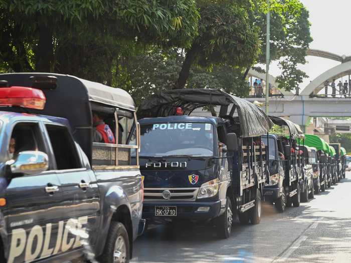 Soon, military vehicles could be seen stretching out across Yangon