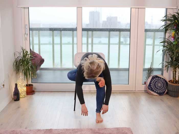 Seated pigeon pose with forward fold