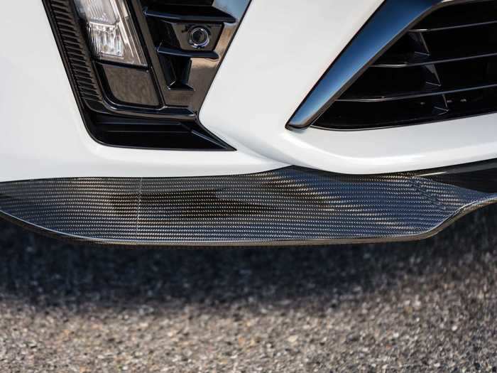 An additional front splitter helps with front-end aerodynamics.