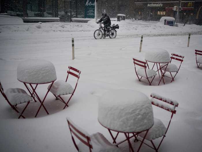 The winter storm blanketed New York City.