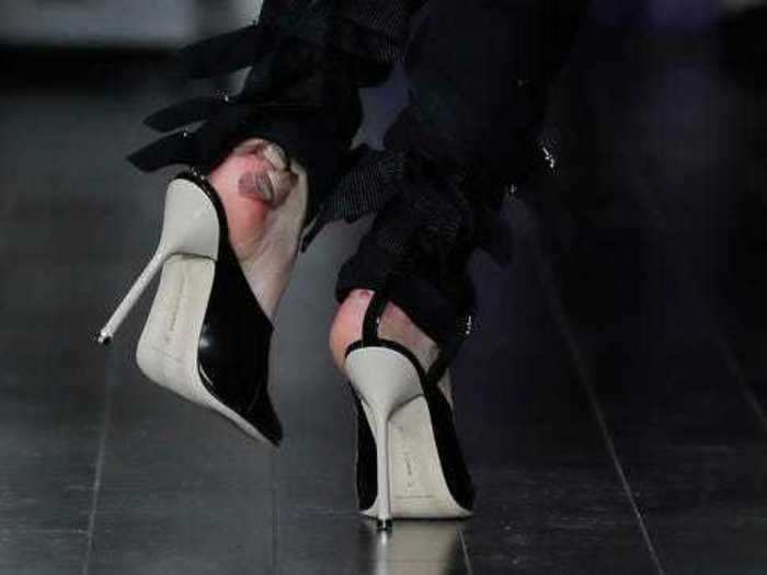 The pain continues on the runway, as some models end up with blisters from those sky-high shoes.