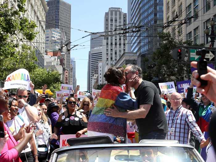 The couple shared a kiss at the San Francisco Pride Parade in June 2019.