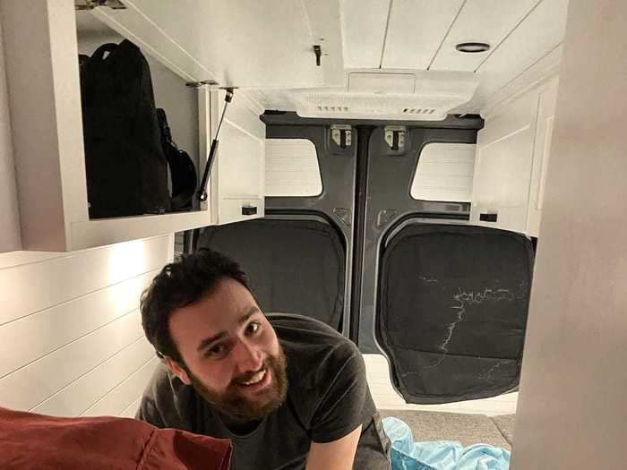 Making the bed in a camper van is an extremely difficult task.