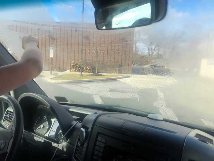 The windows of camper vans are constantly filled with condensation in the winter.