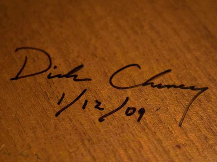 Various presidents and vice presidents have signed the top drawer of the desk since the 1940s.