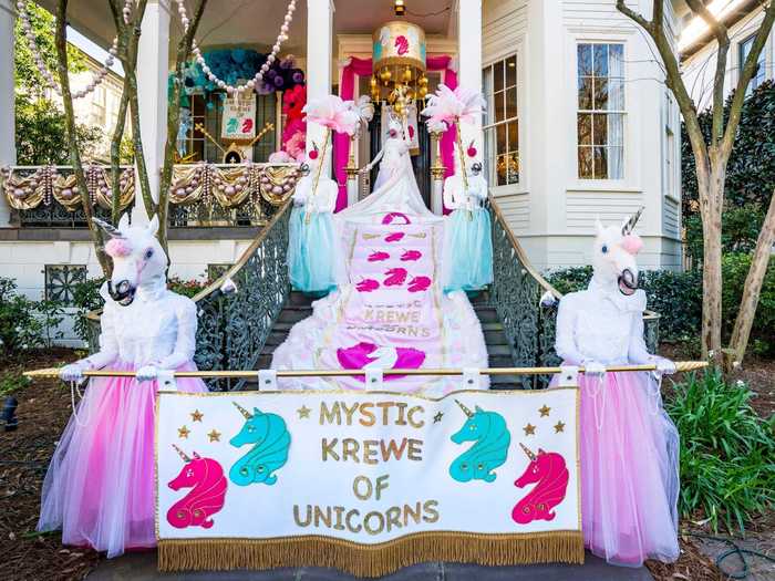 ... and unicorns turned this New Orleans staircase into a runway.