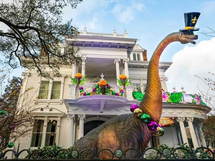 Others have created fantastical worlds. Dinosaurs wearing top hats took over one front lawn ...