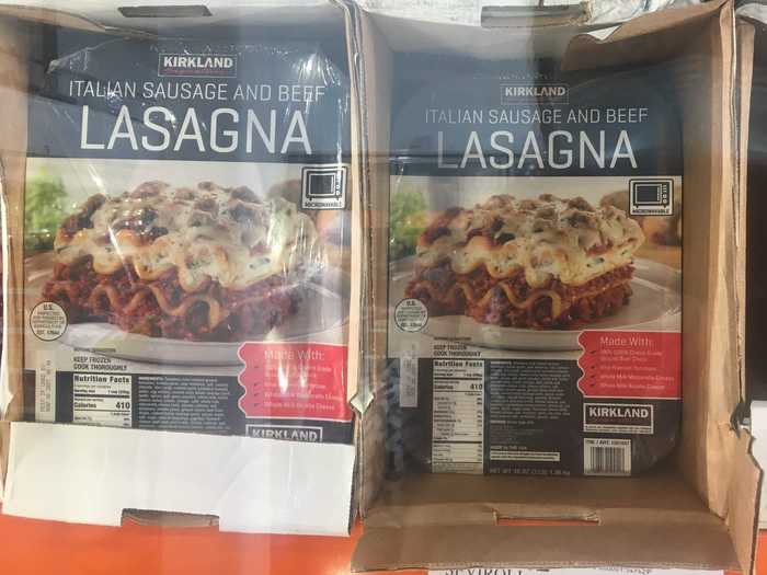 This massive lasagna can be heated up in the microwave.