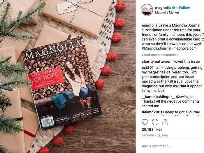 ... and Magnolia Journal, a quarterly magazine with 6.6 million readers.