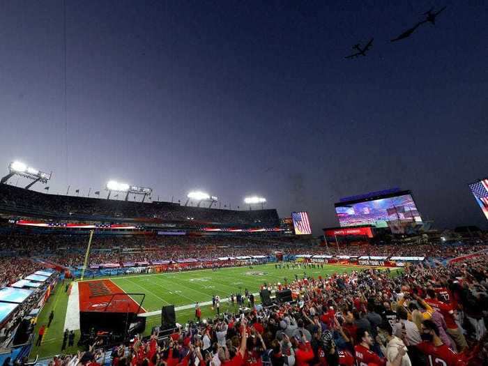 The NFL sold 30,000 cardboard cutouts to fans to accompany the 25,000 real fans. The stadium actually looked full.