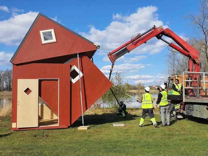 It should take two people no more than three hours to unfold the homes, which triple in size once unfolded. Brette Haus will take care of the initial installation.