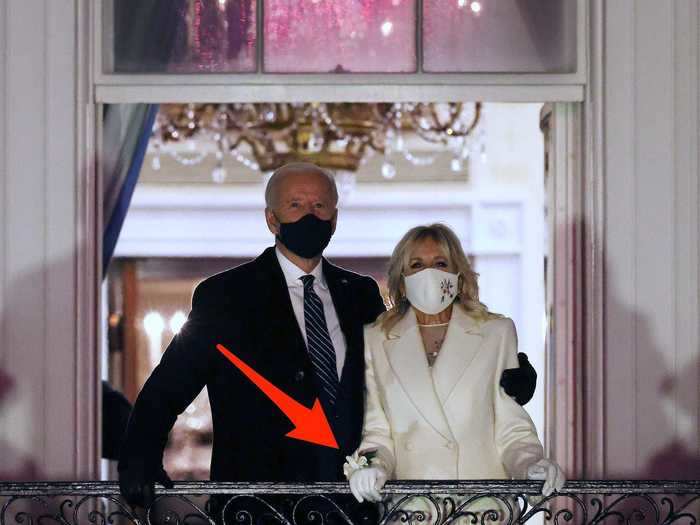 At the celebration following the inauguration, Jill was spotted wearing a corsage that was a gift from Joe.