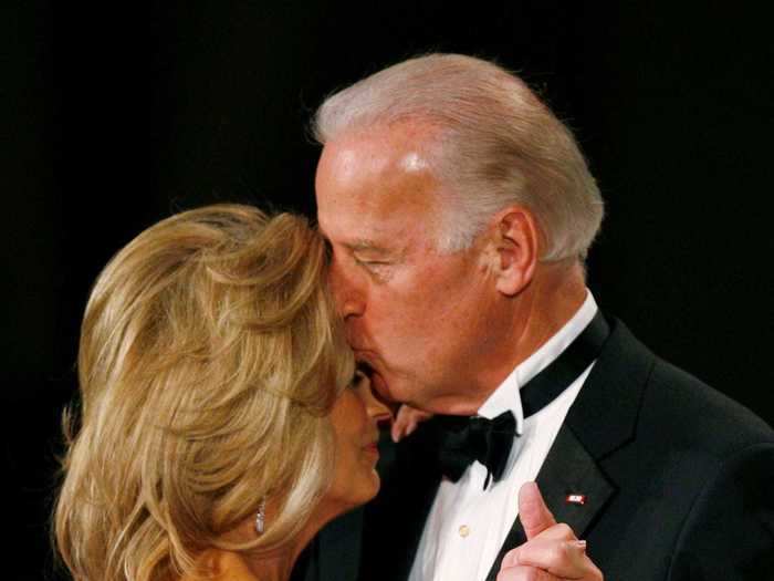 At the inaugural ball that night, Joe planted a kiss on Jill