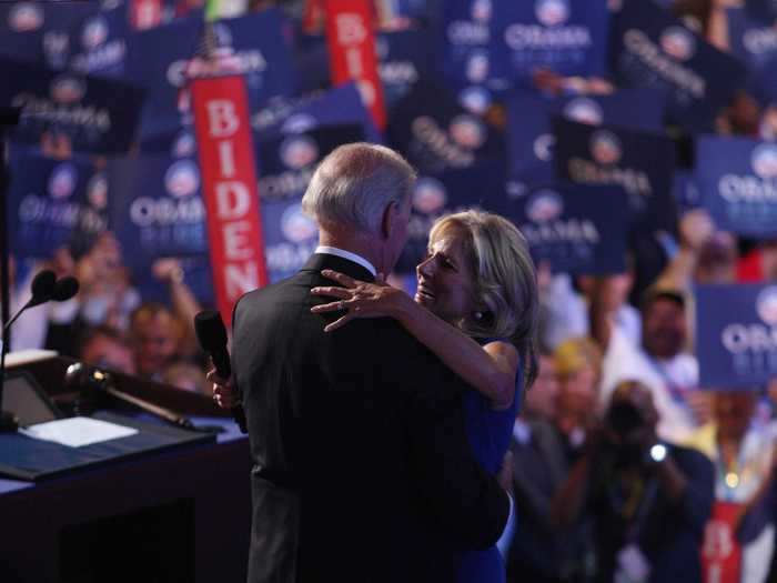 The couple hugged onstage on day three of the convention.