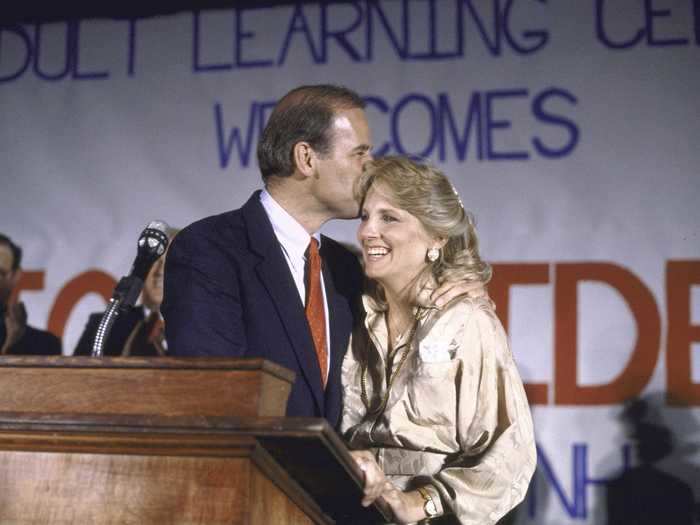 He gave Jill a kiss as he announced his presidential campaign in June 1987.