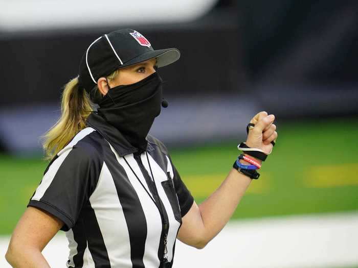 The down judge became the first woman to officiate a Super Bowl in NFL history.