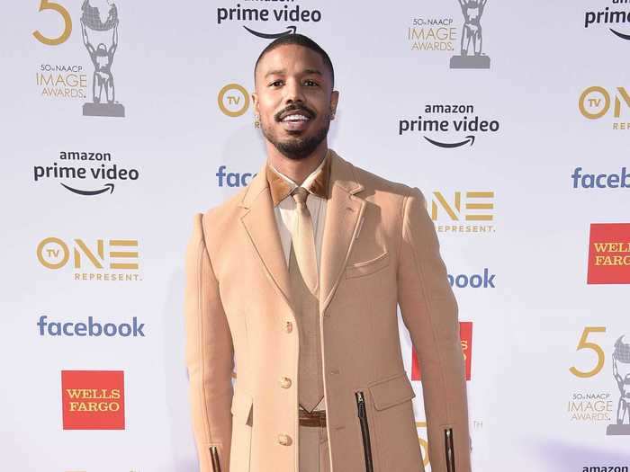 Keeping with the same silhouette, Jordan chose a monochrome ensemble for the 2019 NAACP Image Awards.