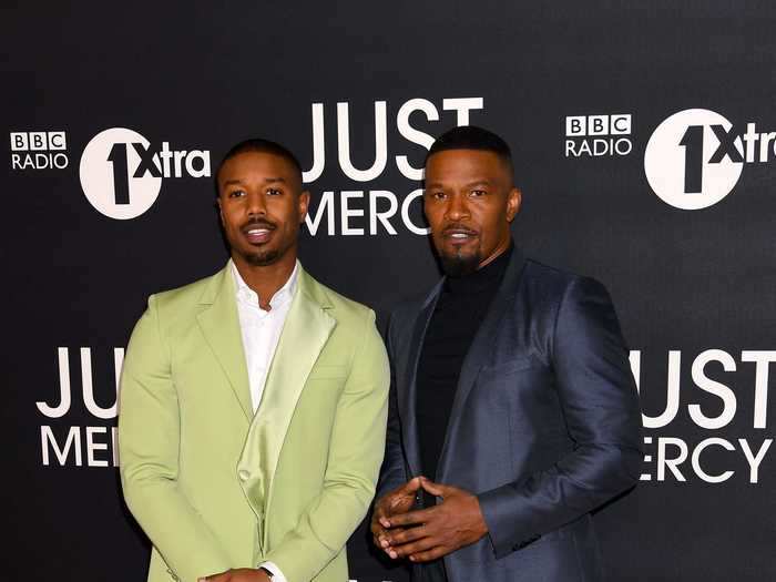 At a UK screening of his movie "Just Mercy" in 2019, Jordan wore a bold, green suit.