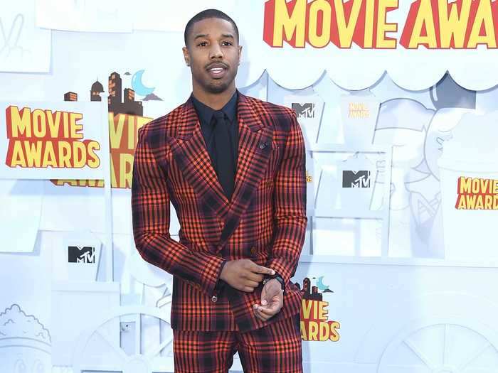 Jordan stood out at the 2015 MTV Movie Awards with this patterned suit.