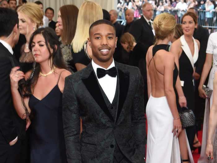 Jordan took the tuxedo up a notch with this floral-printed look at the 2015 Met Gala.