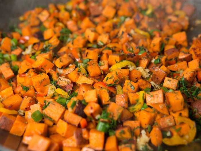 Sweet potato and sausage hash is packed with nutrients and will start your day off right.