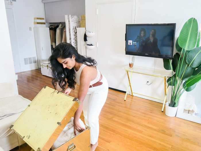 Abraham said the more functions a piece has, the better. She installed wheels on her coffee table trunk so she can roll it around to wherever she needs a surface.