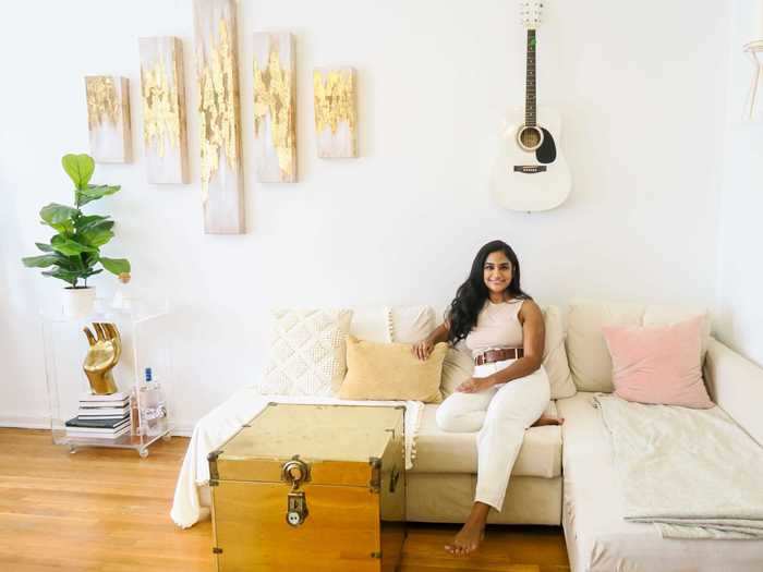 Anju Abraham moved into a 400 square-foot studio apartment in DC two years ago and has since implemented tons of clever design hacks in her tiny space.